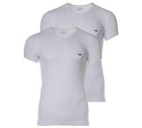 Emporio Armani Underwear Men's 2-Pack T-Shirt V Neck, White/White, S