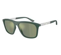 Emporio Armani Man EA4237 61906R Sunglasses Injected Green Grey Squared Mirrored