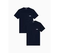 Emporio Armani Men's T-Shirt Bold Monogram 2-Pack Crew Neck Short Sleeve, Blue XL, Fitted