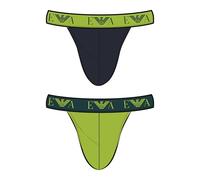 EMPORIO ARMANI Men's Bold Monogram 2-Pack Thong Panties, Blue, L