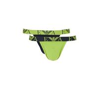 EMPORIO ARMANI Men's Bold Monogram 2-Pack Thong Panties, Blue, M