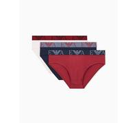 Emporio Armani Man's Bold Monogram 3-Pack Brief Blue M