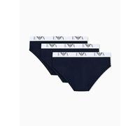 Emporio Armani Man's Bold Monogram 3-Pack Brief, Blue, M
