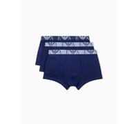 Emporio Armani Men's 3 Pack Stretch Cotton Trunks, Blue