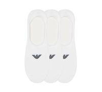 Emporio Armani Man's Casual Cotton 3-Pack Footie Socks, White, L/XL