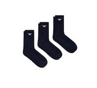 Emporio Armani Man's Casual Cotton 3-Pack Short Socks, Blue, One Size