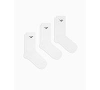 EMPORIO ARMANI Men's Casual Cotton 3-Pack Short Socks, White/White/White, One Size