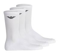 Emporio Armani Man's Casual Cotton 3-Pack Sneaker Socks, White, L/XL