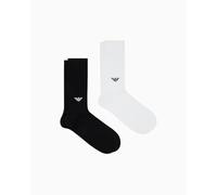 EMPORIO ARMANI MAN'S EAGLE RIB 2-PACK SOCKS SHORT BLACK TU