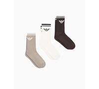 EMPORIO ARMANI MAN'S EAGLE SPONGE 3-PACK SOCKS SHORT WHITE TU