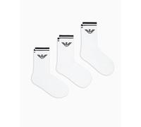 Emporio Armani MAN'S EAGLE SPONGE 3-PACK SOCKS SHORT WHITE TU