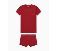 Emporio Armani Man's MEGALOGO T-Shirt + Trunk RED XL