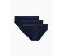 Emporio Armani Man's Shiny Logoband Pack 3-Pack Brief Blue S