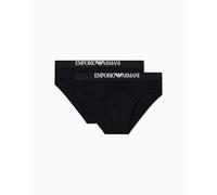 EMPORIO ARMANI Man's Soft Touch Bamboo Viscose 2-Pack Brief, Black, M