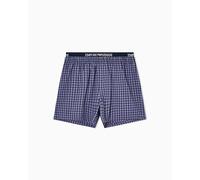 Emporio Armani Man's Yarn Dyed Woven Boxer Blue L