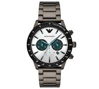 Emporio Armani Mario AR11471 Men's Chronograph Watch - 43mm Silver-White Dial Gunmetal Bracelet