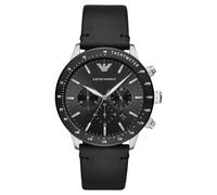 NEW EMPORIO ARMANI MENS WATCH AR11243 BLACK DIAL &BLACK LEATHER STRAP GENUINE