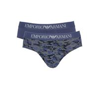 Emporio Armani Men's 2-Pack Classic Pattern Mix Brief Boxer, Camou Print/Indigo, L (Pack of 2)