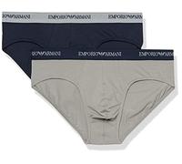Emporio Armani Men's 2 Pack Cotton Brief, Blu (Marine / Gris), Small