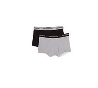 Emporio Armani Men's 2-Pack Logoband Contrast Waist Boxer Trunks, Grey/Black - Size: 32/30/31