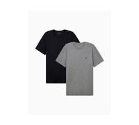Emporio Armani 2 Pack Lounge Crew T-Shirts, Grey Melange/Black - M