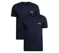 Emporio Armani Man's Bold Monogram 2-Pack Crew Neck T-Shirt, Blue, L, Fitted