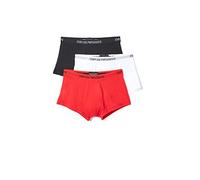 Emporio Armani Men's 3-pack Cotton Trunks, Black/White/Red, L UK