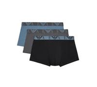 Emporio Armani Mens 3 Pack Logo Trunks Blue/Grey/Black 34731 S