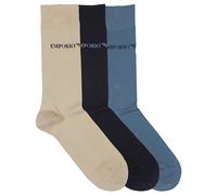 Emporio Armani Men's Casual Cotton 3-Pack Short Socks, Marine/Nude/AVIO (MARINEBLUE), One Size (Pack of 3)