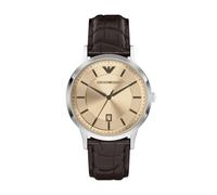 Emporio Armani Mens Three-Hand Date Brown Leather Watch, AR11783, Brown, Men Brown