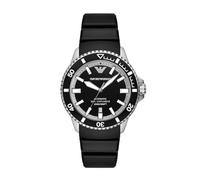 Emporio Armani Sea Explorer Elite Automatic Black Silicone Watch, Black, Women Black