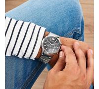 EMPORIO ARMANI MEN'S AR2434 SILVER BRACELET BLACK DIAL SILVER CASE