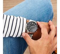 EMPORIO ARMANI MEN'S AR2460 SILVER BRACELET BLACK DIAL SILVER CASE