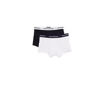 Emporio Armani Men's Basic-Essential Core Logoband 2-Pack Boxer Underwear, White/Navy, XL (Pack of 2)