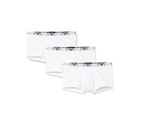 Emporio Armani Men's Basic-Essential Monogram 3-Pack Trunk Boxer Shorts, White/White/White, XL (Pack of 3)