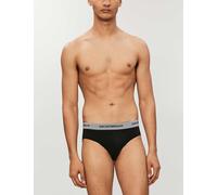 Emporio Armani Mens Black/grey Pack of Two Slim-fit Stretch-cotton Briefs L