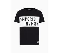 Emporio Armani Mens Crewneck T-Shirt in Black-White Cotton - Size X-Large