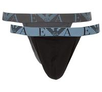 Emporio Armani Men's Bold Monogram 2-Pack Jockstrap Jock Strap, Nero/Magnete, XL