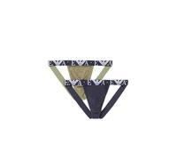Emporio Armani Men's Bold Monogram 2-Pack Jockstrap Jock Strap, Oliva/Marine, XL