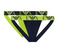 EMPORIO ARMANI Men's Bold Monogram 2-Pack Thong Panties, Blue, L