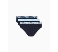 Emporio Armani Men's Bold Monogram 3-Pack Brief Blue S