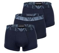 Emporio Armani Men's 3 Pack Stretch Cotton Trunks, Blue