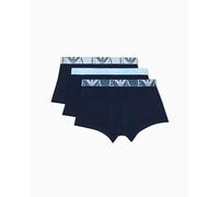 Emporio Armani Men's Bold Monogram 3-Pack Trunk Blue M