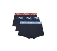 Emporio Armani Men's Bold Monogram 3-Pack Trunk, Marine/Marine/Marine, M