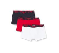 Emporio Armani Men's Bold Monogram 3-Pack Trunk, Marin/Rosso LAC/BIAN, XL