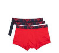 Emporio Armani Men's BOLD MONOGRAM 3-PACK TRUNK Trunks, MARIN/ROSSO LAC/BIAN,