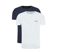 Emporio Armani Men's Bold Monogram Crew Neck 2-Pack T-Shirt, White/Marine, L