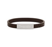 Emporio Armani Men's Brown Leather ID Bracelet