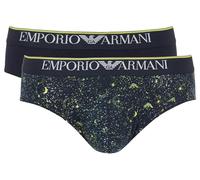 Emporio Armani Men's Christmas Stretch Cotton 2-Pack Brief, ST COSTELLAZIONI/MAR, L