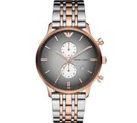 Emporio Armani Mens' Chronograph Watch AR1721 - Silver & Rose Gold Metal - One Size